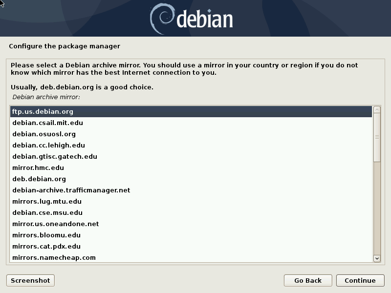 Einen Debian-Spiegelserver auswählen