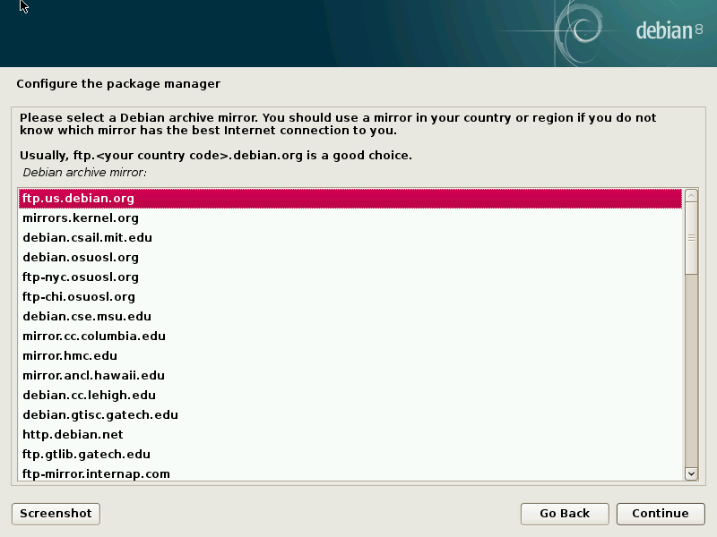Einen Debian-Spiegelserver auswählen