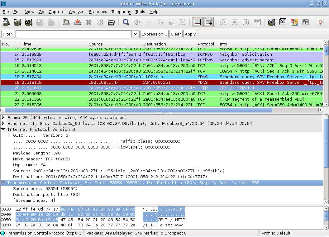 Der wireshark Netzverkehrsanalysator