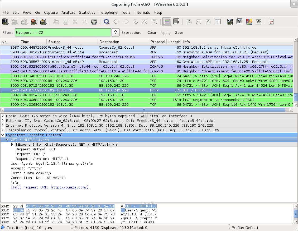 Der wireshark Netzverkehrsanalysator